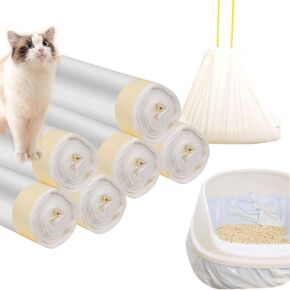 120 Count Cat Drawstring Litter Box Liners 26.6 * 16.7 inches Heavy Duty Leak-proof Cat Poop Bags Extra Durable Cat Litter Box Replacement Waste Bags for Self-Cleaning Litter Box Pet Cat Supplies