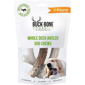 Buck Bone Organics Dog Chews, Deer Antlers for Dogs, Long Lasting Dog Bones for Aggressive Chewers, All Natural, No Preservatives, Wild Shed in The USA, Med/Large