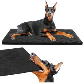 HOMBYS Indestructible Dog Bed Chewproof & Waterproof Dog Pad for Crazy Digger & Aggressive Chewers, Quilted Dog Mat Machine Washable, Durable Puppy Crate Mats, Kennel Pad (Black, 17"x23")