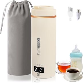 غلاية كهربائية للسفر غلاية صغيرة محمولة 500 مل/300 وات، غلاية مياه صغيرة 316 من الفولاذ المقاوم للصدأ للشاي/القهوة، غلاية مياه ساخنة مع 4 إعدادات لدرجة الحرارة، إيقاف تلقائي، 110 فولت - 220 فولت (بيج) in Kuwait