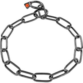 Herm Sprenger Black Stainless Steel Long Link Fur Saver Chain Collar, 22" Overall Length, 4 mm Wire Gauge