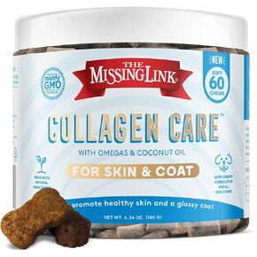 The Missing Link Collagen Care Skin & Coat Soft Chews 60ct - Daily Hair Growth, Healthy Skin & Strong Nails Support for Dogs