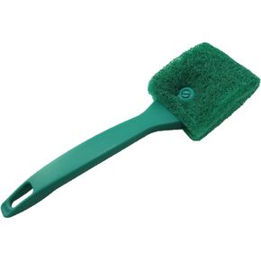 Double Sided Aquarium Fish Tank Cleaning Brush Short 9 inch Sponge Scrubber Fish Tank Brush Long Handle Brush with Handle for Glassware Living Room Hotel Bathroom, Green