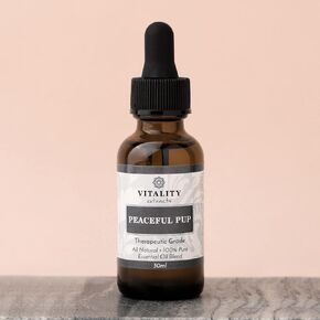 Peaceful Pup - Dog Anxiety & Stress Relief (by Vitality Extracts) - Natural Calm, Ease Anxiety & Stress, Aromatherapy, Lavender Essential Oil, Lemon Essential Oil, in Almond Oil Base