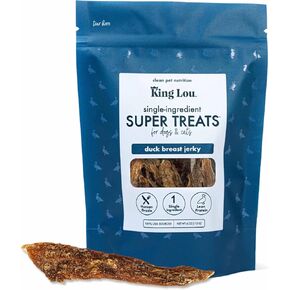 King Lou Pets - Duck Jerky Dog Treats - Dehydrated Raw Duck Breast Tenderloin - Single Ingredient Dog Treat - USA-Made Cat and Dog Treats - Dog Treats Rich in Lean Protein - 1 lb Prior to Dehydration