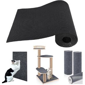 Trimmable Self-Adhesive Mat Cat Scratching Post Carpet Replacement Pad 78.7"x15.8" Cat Scratcher Cover for Cat Tree Shelf Shelves Steps Couch Furniture Wall DIY Protector (Khaki)