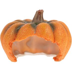 PATKAW Reptile Hideout Pumpkin House Resin Halloween Aquarium Decorations Chameleons Hideout Hut Habitat for Turtles Lizards Gecko Spider Chameleons Orange
