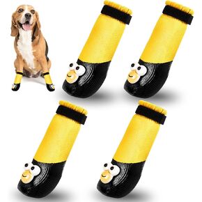 Dog Shoes Boots Booties Cute Paw Protectors with Adjustable Straps,Anti-Slip Waterproof Hot Pavement for Summer,Winter Snowy,Rainy Day for Puppy Small Dog (Pink, Small)