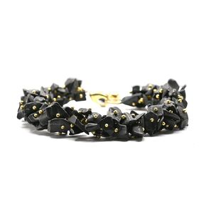 Shungite Bracelet for Protection, Real Crystal Chip Bracelet - Adjustable Crystal Bracelet for Men Women Kids Unisex Bracelet Pulseras Para Hombres Mujer Stocking Stuffer (Fuse Chips Bracelet, Russia)