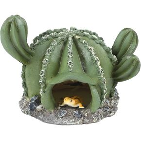 Resin Cactus Leopard Gecko Hide Reptile Cave，Desert Terrarium Décor，Bearded Dragon Hideout, Small Reptile Hide