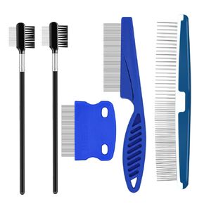Pet Grooming Comb Sets for Cats and Dogs,Cuteabc 5 Pcs Comb Set Include Double-sided Dog Eye Comb/Dematting Comb/Flea Lice Combs and Grooming Comb Multipurpose Tools for Pet Cat Dogs Grooming