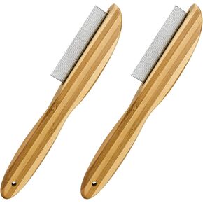 مشط قشرة الرأس مكون من قطعتين، مشط ذو أسنان دقيقة من الفولاذ المقاوم للصدأ ومقبض خشبي ومزيل للقشرة ومشط قمل البراغيث متعدد الوظائف وفرشاة للعناية بالشعر للأطفال والكبار والحيوانات الأليفة والكلاب in Kuwait