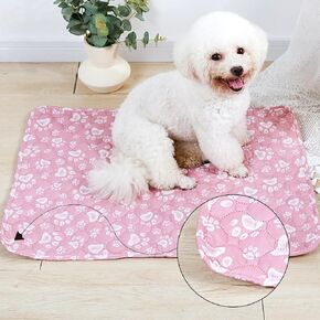 2 Pack Premium Pet Pee Pads Reusable Pet Pee Pads Washable Pee Pads Absorbent Waterproof Pee Pads with Pink Paw Print Pattern Suitable for Sofa Potty Training (60*45*0.5cm)