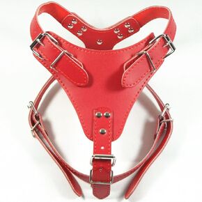 New Black&Red&Pink&Brown Soft Plain Leather Dog Harness Medium Dog Chest for 21-30" Pit Bull, Mastiff, Boxer, Bull Terrier (Brown)