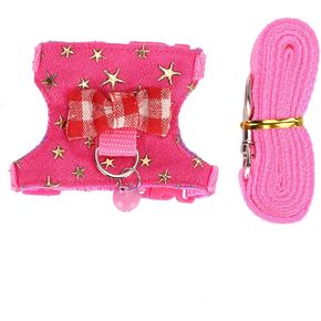 Hamster Harness, Adjustable Walking Vest Set Leash Walking Harness Vest Leash Set for Syrian Hamster Squirrels Gerbils Golden Bears Ferret(S) Leashes