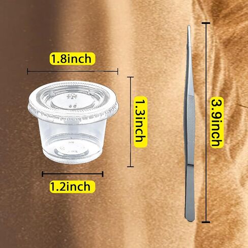 Small Reptile Food Plastic Replacement Cup Worm Water Dish Feeder Lizard Gecko Ceramic Pet Bowls with Tongs for Tortoise Lizard Bearded Dragon Frog Leopard Gecko Snake Chameleon(1 oz, 100PCS) in Saudi Arabia