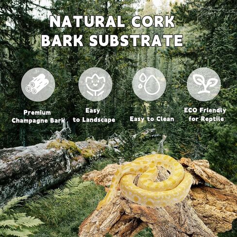 BNOSDM Reptile Terrarium Bark Substrate Bedding Tortoise Natural Cork Bark Reptile Climbing Mat Habitat Decor for Lizard Snake Spiders Hermit Crabs Tarantula Geckos Bearded Dragons (1.4 LB) in Kuwait