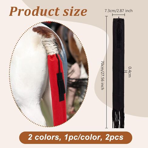 OLYCRAFT 2Pcs Horse Tail Bag with Fringe 27.5x2.9 Inch Waterproof Horse Tail Bags 4mm Thick Guard Tail Bag Stretchy Tail Bag for Equestrian Horses Accessory Keep Tail Clean -Black and Red in Saudi Arabia