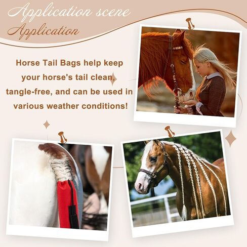 OLYCRAFT 2Pcs Horse Tail Bag with Fringe 27.5x2.9 Inch Waterproof Horse Tail Bags 4mm Thick Guard Tail Bag Stretchy Tail Bag for Equestrian Horses Accessory Keep Tail Clean -Black and Red in Saudi Arabia