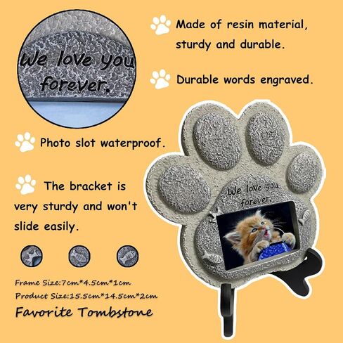 Cat Memorial Stones, Cat Memorial Frame, Cat Memorial Gifts for Loss of Cat, Cat Paw Shaped Pet Grave Markers in Saudi Arabia