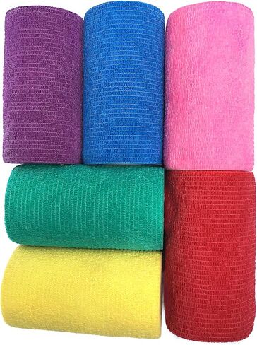 Vet Wrap Bulk 4", Vet Tape Wrap Bandages Assorted Colors (Pack of 6) in Saudi Arabia