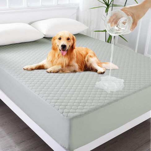 Waterproof Duvet Protector,Non-Slip Pet Waterproof Duvet Cover with Adjustable Elastic Cord, Single Side Waterproof Protective Cover or Liner for Bed or Couch,Fits Cats,Dogs,Pets(Light Gray) in Saudi Arabia