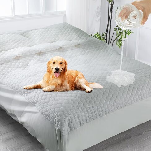Waterproof Duvet Protector,Non-Slip Pet Waterproof Duvet Cover with Adjustable Elastic Cord, Single Side Waterproof Protective Cover or Liner for Bed or Couch,Fits Cats,Dogs,Pets(Light Gray) in Saudi Arabia
