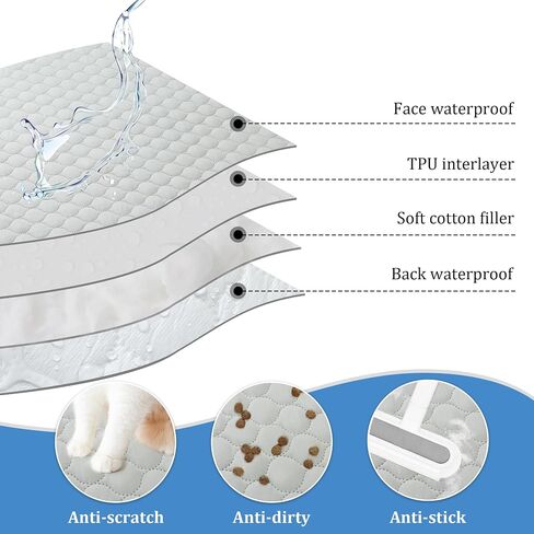 Waterproof Duvet Protector,Non-Slip Pet Waterproof Duvet Cover with Adjustable Elastic Cord, Single Side Waterproof Protective Cover or Liner for Bed or Couch,Fits Cats,Dogs,Pets(Light Gray) in Saudi Arabia