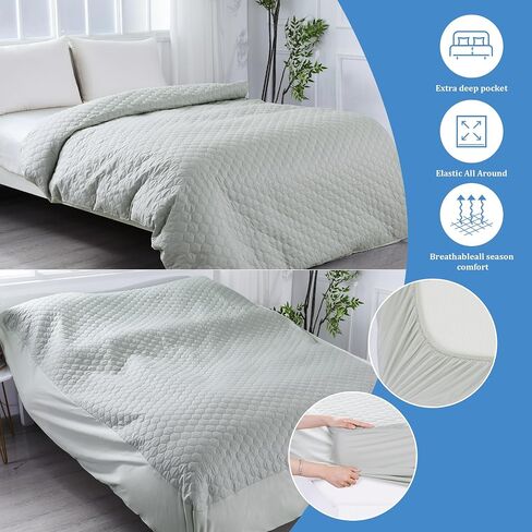 Waterproof Duvet Protector,Non-Slip Pet Waterproof Duvet Cover with Adjustable Elastic Cord, Single Side Waterproof Protective Cover or Liner for Bed or Couch,Fits Cats,Dogs,Pets(Light Gray) in Saudi Arabia