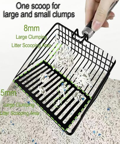 New Generation Strip Stainless Steel Litter Scoop with Organizer, Filters Fine Litter and Large Particles for Easy Cleaning and Storage (Black) in Saudi Arabia