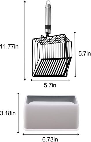 New Generation Strip Stainless Steel Litter Scoop with Organizer, Filters Fine Litter and Large Particles for Easy Cleaning and Storage (Black) in Saudi Arabia