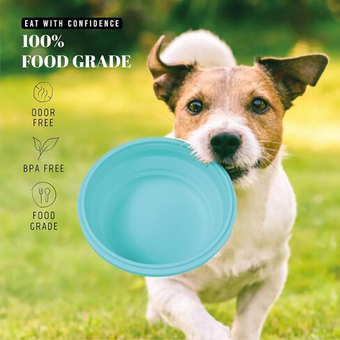 30oz Airtight Collapsible Dog Bowls with Lids, 2 Pack Portable Travel Dog Bowls for Medium Small Breeds, Silicone Food and Water Dish, 3.7 Cups Foldable Pet Bowl for Traveling and Camping in Kuwait