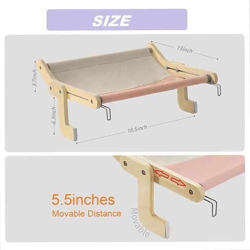 Long-Lasting & Stable Cat Bedside Perch,Easy to Assemble and Use Cat Windowsill Bed,Making The Most of Space,Chair Back or Drawer Perch for Cat in Kuwait