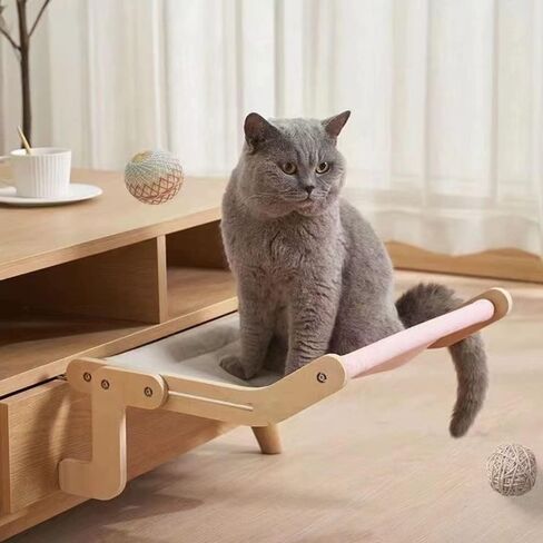 Long-Lasting & Stable Cat Bedside Perch,Easy to Assemble and Use Cat Windowsill Bed,Making The Most of Space,Chair Back or Drawer Perch for Cat in Kuwait