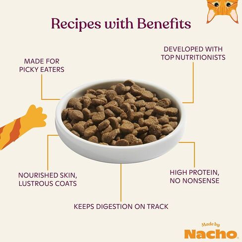 Made by Nacho Bone Broth Infused Dry Cat Kibble - Digestive Support, Cage-Free Turkey and Pumpkin - Premium Grain-Friendly Cat Food 4lb Bag, Limited Ingredients in Saudi Arabia