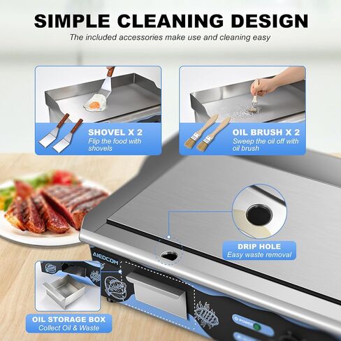 22 Inch Commercial Electric Griddle, Countertop Griddle with Non-stick Flat Top Grill, Stainless Steel Kitchen 2500W Electric Griddle for Home or Restaurant in Saudi Arabia