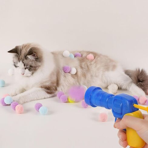 قاذفة كرات لعبة للقطط، 3 قطع قاذفة كرات للقطط مع 100 قطعة من كرات بوم بومس، كرات لعبة للقطط، ألعاب تفاعلية للقطط للقطط الصغيرة في الأماكن المغلقة، لعبة جلب القطط للتدريب على لعب المطاردة in Kuwait