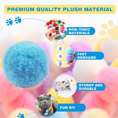 Cat Toy Ball Launcher Gun, Plush Ball Cat Pill Shooter with 30Pcs Pom Pom Balls, Best Cat Toys for Indoor Cats Must Haves, Interactive for Bored,Adult Cats,Kittens, Cat Gifts for Crinkle Ball in Saudi Arabia