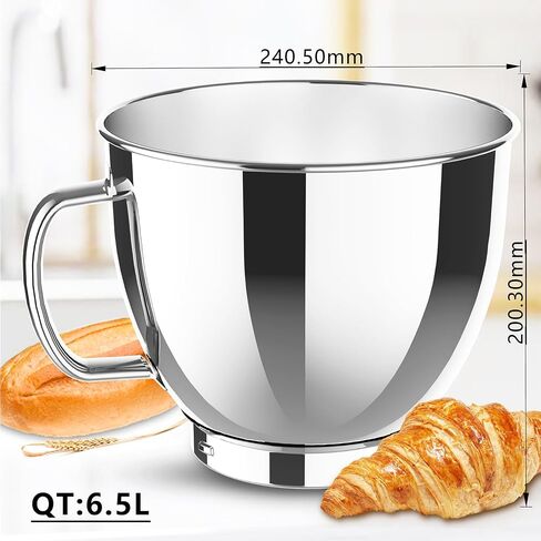 خلاط حامل للمطبخ، وعاء خلط 6.5 لتر، خلاطات طعام برأس مائل بقدرة 660 وات 6+P، خلاط كهربائي للمطبخ مع خطاف عجين، سوط سلكي، مضرب((أسود) in Saudi Arabia