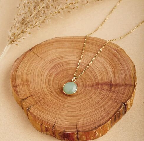 Jade Pendant Necklace for Women Real Green Jade Pendant with 14K Gold-Filled Chain Gift for Graduation Back to School and Teachers Anniversary Gift (Light Green) in Saudi Arabia