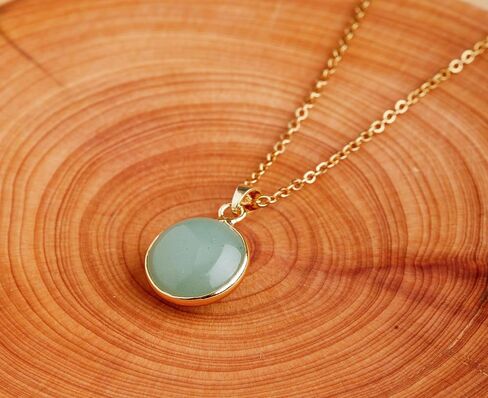 Jade Pendant Necklace for Women Real Green Jade Pendant with 14K Gold-Filled Chain Gift for Graduation Back to School and Teachers Anniversary Gift (Light Green) in Saudi Arabia