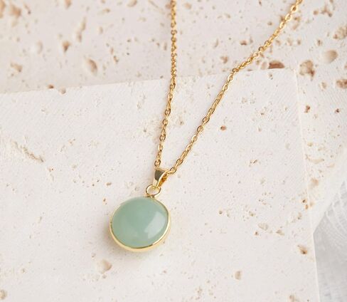 Jade Pendant Necklace for Women Real Green Jade Pendant with 14K Gold-Filled Chain Gift for Graduation Back to School and Teachers Anniversary Gift (Light Green) in Saudi Arabia