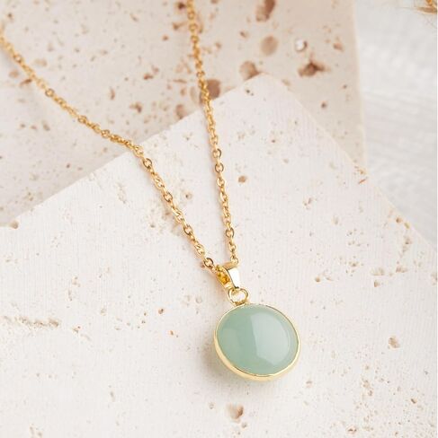 Jade Pendant Necklace for Women Real Green Jade Pendant with 14K Gold-Filled Chain Gift for Graduation Back to School and Teachers Anniversary Gift (Light Green) in Saudi Arabia