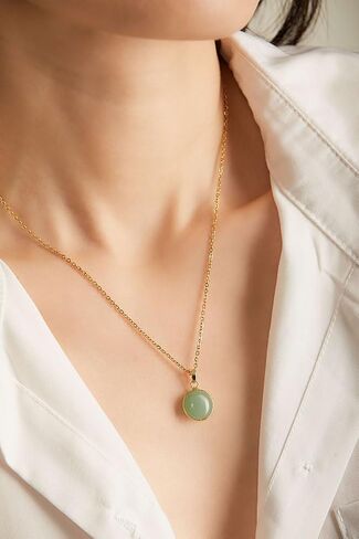 Jade Pendant Necklace for Women Real Green Jade Pendant with 14K Gold-Filled Chain Gift for Graduation Back to School and Teachers Anniversary Gift (Light Green) in Saudi Arabia