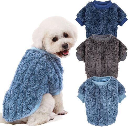 Dog Sweater, 3 Pack, Small, Polyester, Pink, Purple, Rose Red, Warm Clothes for Winter Christmas, Unisex, Small Breeds, Pull On, Classical Style in Saudi Arabia