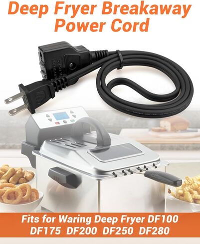 سلك طاقة قابل للفصل للمقلاة العميقة مناسب لـ Waring المقلاة العميقة DF100 DF175 DF200 DF250 DF280-2 استبدال 028372 26665 28372 سلك المقلاة العميقة الجزء الأسود in Kuwait