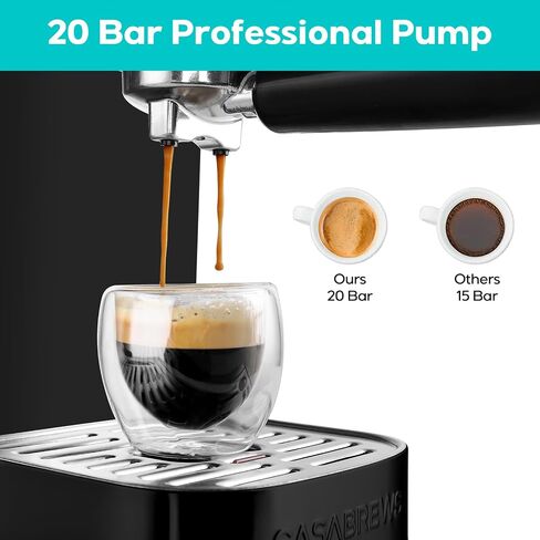 CASABREWS 3700 Essential Stainless Steel Espresso Machine with Steam Wand | 20-Bar Italian Pump, Powerful Steam Wand, 43.9oz Removable Water Tank, Compact Espresso Maker for Home, Cappuccino & Latte in Kuwait