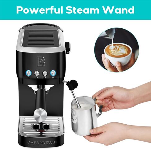 CASABREWS 3700 Essential Stainless Steel Espresso Machine with Steam Wand | 20-Bar Italian Pump, Powerful Steam Wand, 43.9oz Removable Water Tank, Compact Espresso Maker for Home, Cappuccino & Latte in Kuwait