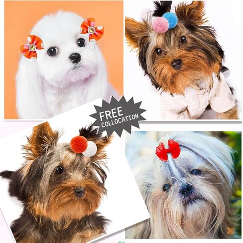 80pcs Dog Hair Bows, Cute Pet Puppy Dog Bows with Rubber Bands, Bulk Yorkie Dog Hair Grooming Accessories Bows, Dog Bows for Small Dogs, Dog Bownot Topknot for Dog Cats Bunny in Saudi Arabia