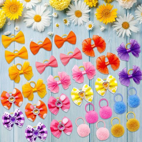 80pcs Dog Hair Bows, Cute Pet Puppy Dog Bows with Rubber Bands, Bulk Yorkie Dog Hair Grooming Accessories Bows, Dog Bows for Small Dogs, Dog Bownot Topknot for Dog Cats Bunny in Saudi Arabia